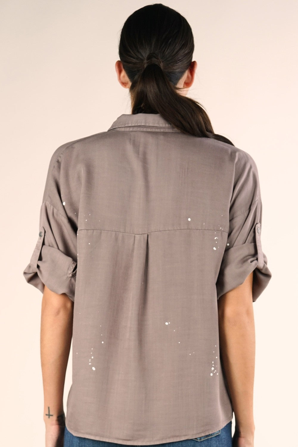 Lovestich Paint Splatter Tencel Shirt