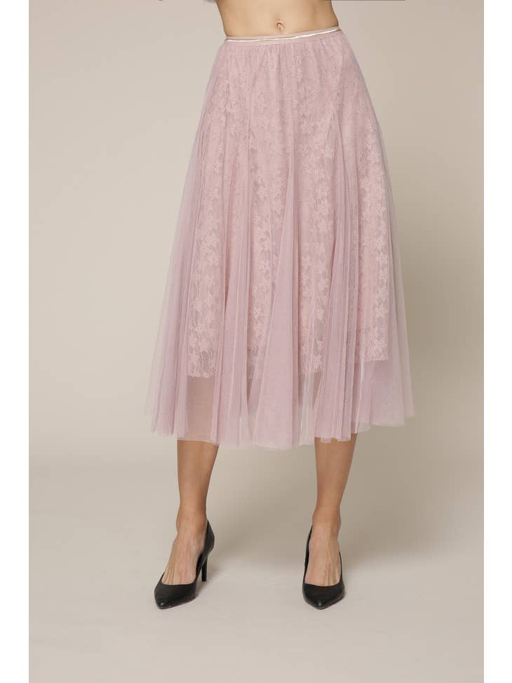 Amy Lynn Faye Classic Lace Midi Skirt