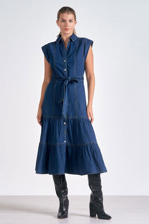 Elan Midnight Breeze Denim Midi Dress