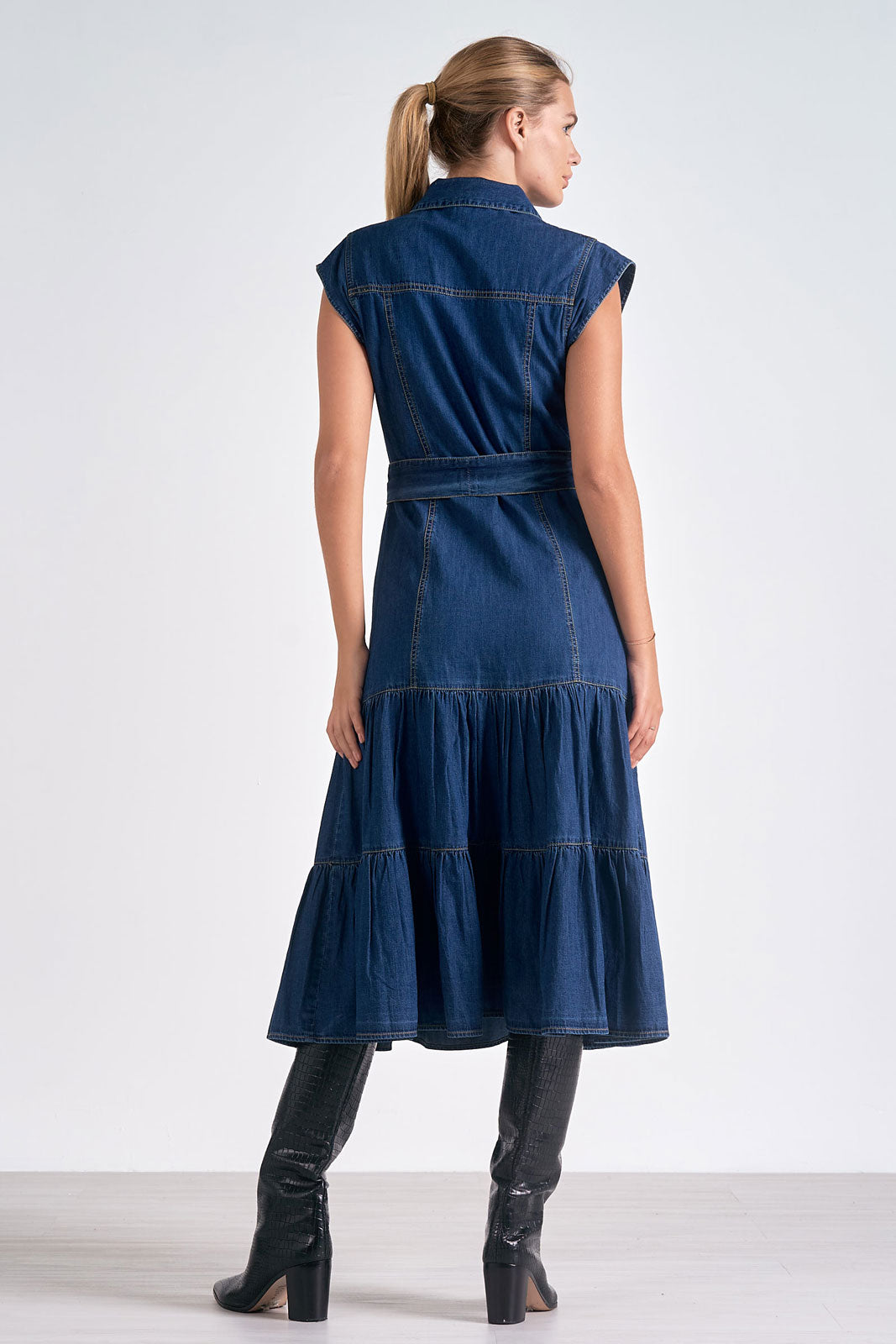 Elan Midnight Breeze Denim Midi Dress